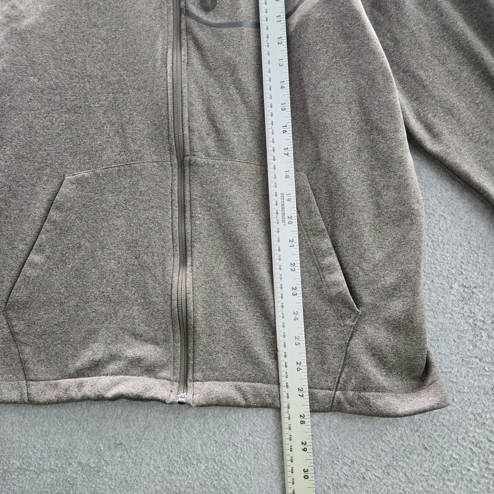 The North Face Men Hoodie Large Brown Fleece Full Zip Logo Pockets Long Sleeve